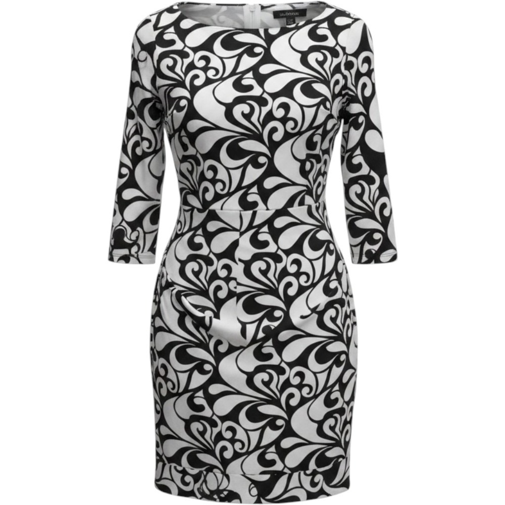 White House Black Market Black Black White Abstract Print Sheath Dress